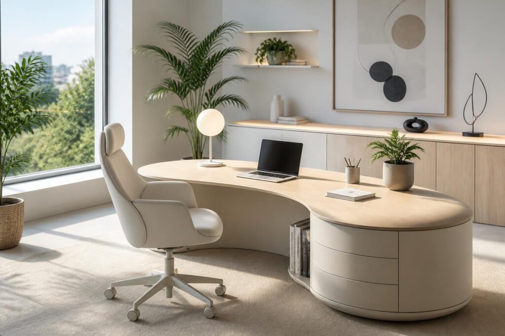 découvrez des idées inspirantes pour créer un bureau design arrondi alliant modernité et ergonomie, idéal pour un espace de travail confortable et stylé.